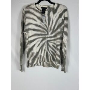 Design History Women Olive Spiral Tie Dye Crew Neck Long Sleeve Sweater Large